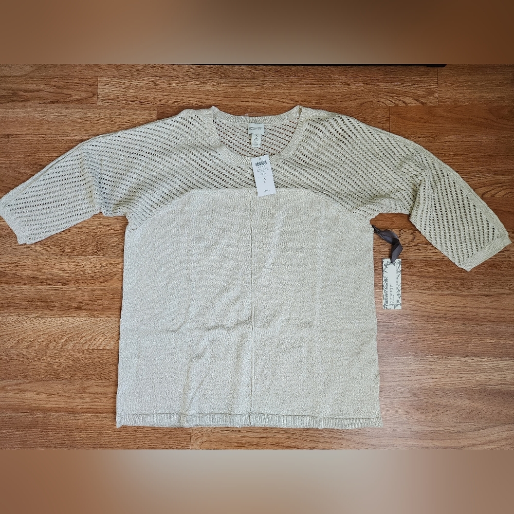 NWT CHICOS Zenergy cream beige tan top sweater size 2